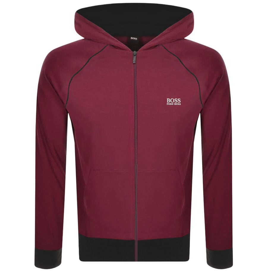 BOSS Bodywear Lounge Full Zip Hoodie Burgundy | Mainline Menswear